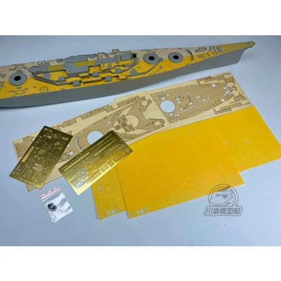 Chuan Yu 350102 1/350 USS Iowa Lowa Battleships Wooden Deck, Masking, PE x2 for Hobby Boss #86517 - Model Ships & Boats