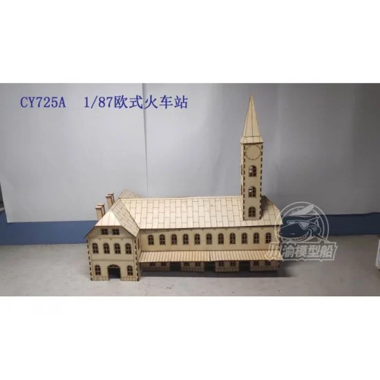 Chuan Yu 725A 1/87 European Train Station Building (wood) - Scenics & Diorama