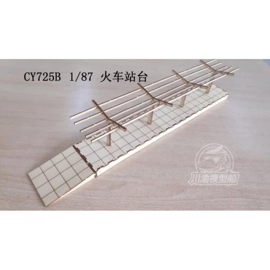 Chuan Yu 725B 1/87 European Train Station Platform (wood) - Scenics & Diorama