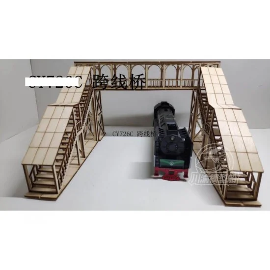 Chuan Yu 725C 1/87 European Train Station Overpass & Bridge (wood) - Scenics & Diorama