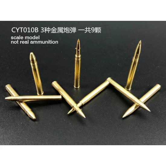 Chuan Yu T010B 1/35 Panzerkampfwagen E-100 96/128mm Metal Ammunition set (9pcs)