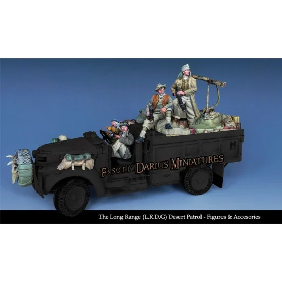 Darius Miniatures F35011 1/35 WWII The Long Range (LRDG) Desert Patrol (4 Figures & Accessories) - Model Figures