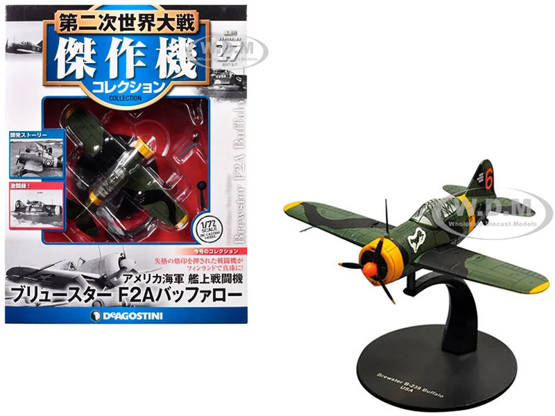 Brewster F2A Buffalo Fighter Aircraft "3rd Squadron, Lentolaivue 24" Finnish Air Force 1/72 Diecast Model by DeAgostini - Military Models