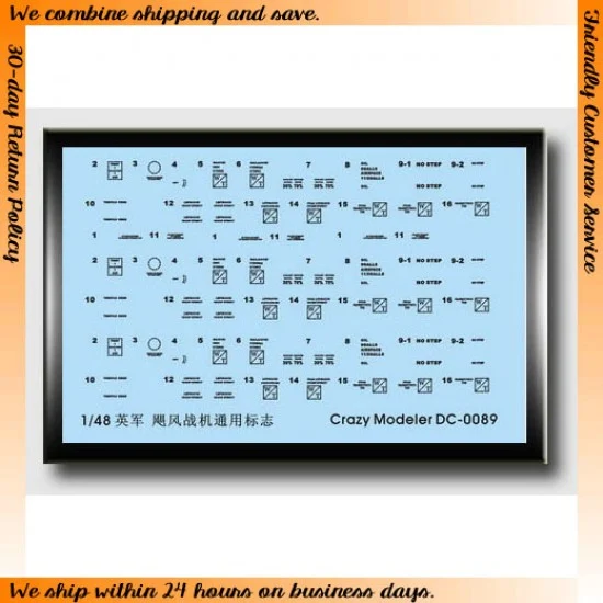 Crazy Modeler DC0089 Decals for 1/48 British Army Hurricane Battleplane Logo - Model Planes
