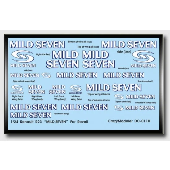 Crazy Modeler DC0110 Decals for 1/24 Renault R23 "Mild Seven" for Revell kit - Model Cars