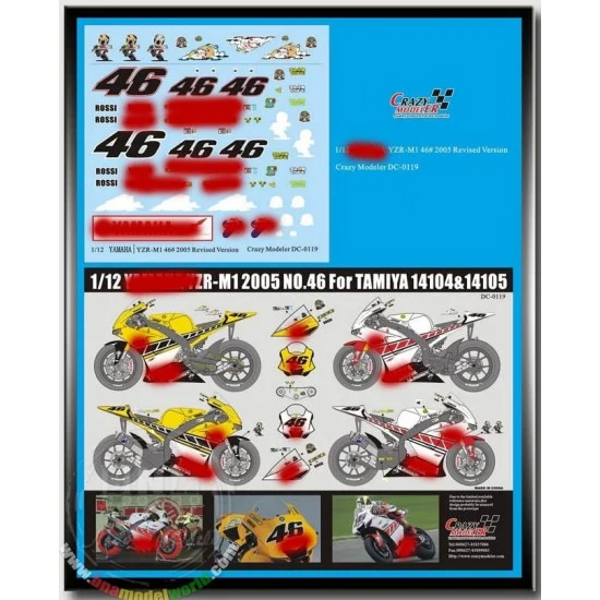 Crazy Modeler DC0119 Decals for 1/12 Yamaha YZR M1 2005 Revised Version - Model Motorcycles