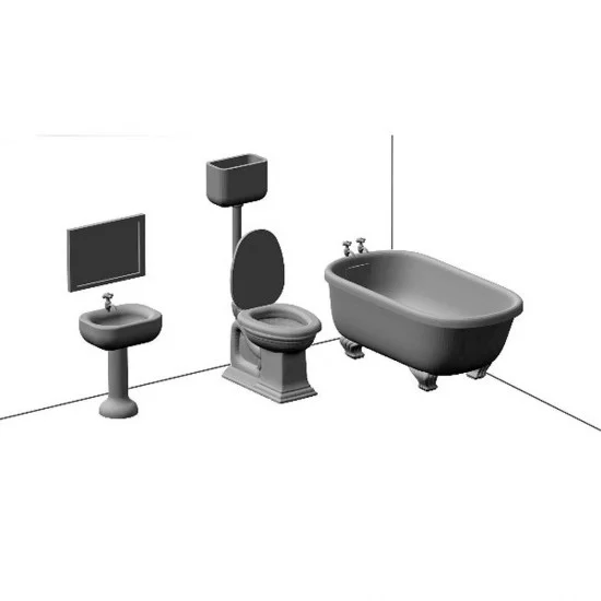 Drums and Crates 1321 1/72 Miniature Furniture - European Urban House Bathroom, 20th century