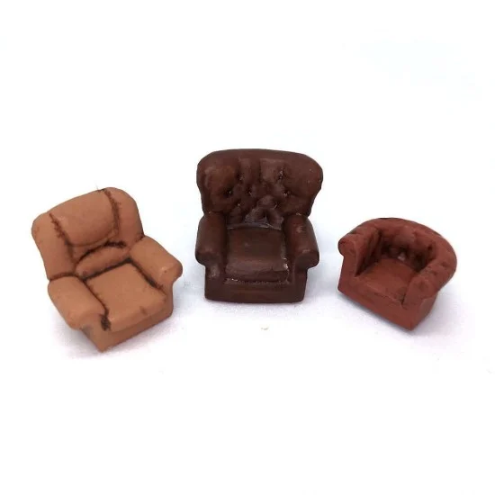 Drums and Crates 1337 1/72 Miniature Furniture Assorted Armchairs (3pcs) - Scenics & Diorama