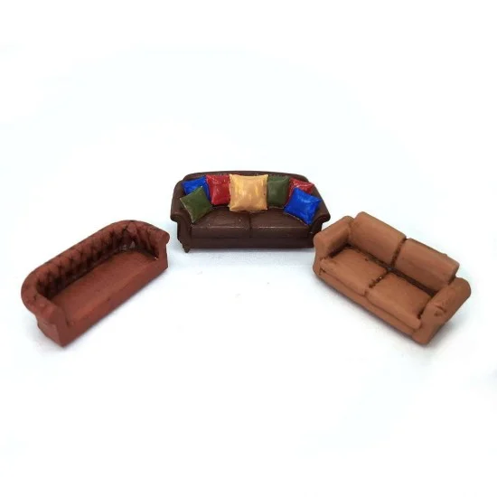 Drums and Crates 1347 1/72 Miniature Furniture Couches Set (3pcs) - Scenics & Diorama