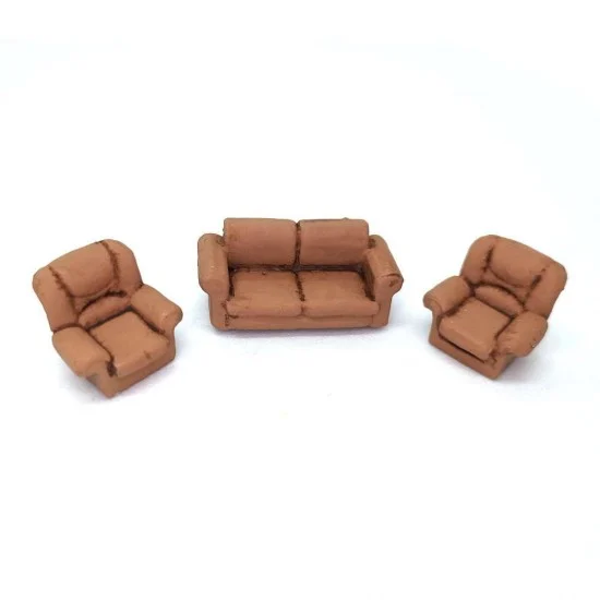 Drums and Crates 1353 1/72 Three Piece Type 2 Leather 2-seater Couch & 2 Armchairs