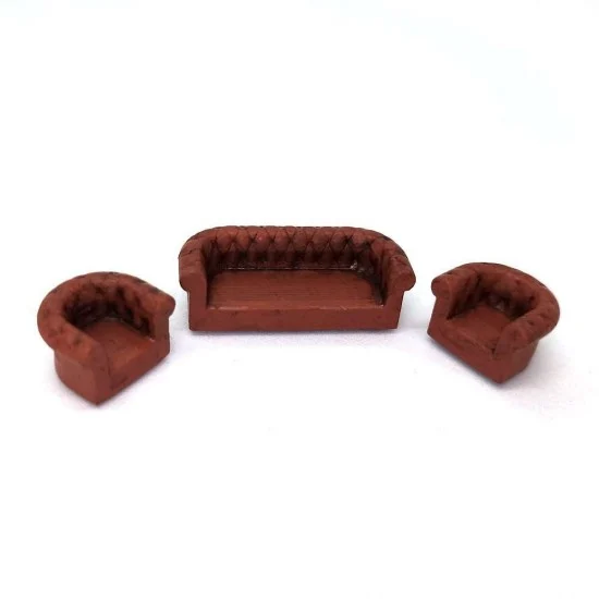 Drums and Crates 1355 1/72 Three Piece Type 3 Chester Style 2-seater Couch & 2 Armchairs