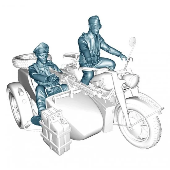 Drums and Crates 3520 1/35 German Motorcycle & Sidecar Crews (2 figures) - Model Figures