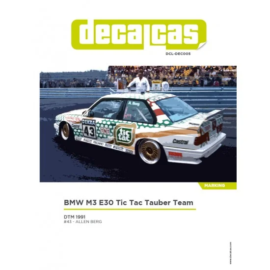 Decalcas DEC005 1/24 BMW M3 E30 Team Tauber sponsored by Tic Tac 1991 Decal for Beemax/Aoshima/Nunu - Model Cars