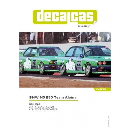 Decalcas DEC007 1/24 BMW M3 E30 Team Alpina 1988 Decal for Beemax/Aoshima/Nunu - Model Cars