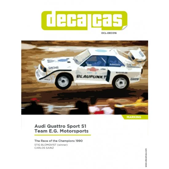 Decalcas DEC016 1/24 Audi Quattro Sport S1 E2 Team E.G. Motorsports sponsored by Blaupunkt 1990 Decal for Beemax/Profil24/Reji - Model Cars
