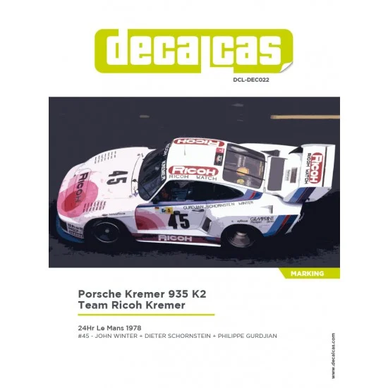 Decalcas DEC022 1/24 Porsche Kremer 935 K2 Team Kremer Racing sponsored by Ricoh 1978 Decal for Beemax - Model Cars