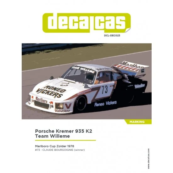 Decalcas DEC023 1/24 Porsche Kremer 935 K2 Team Willeme 1978 Decal for Beemax - Model Cars