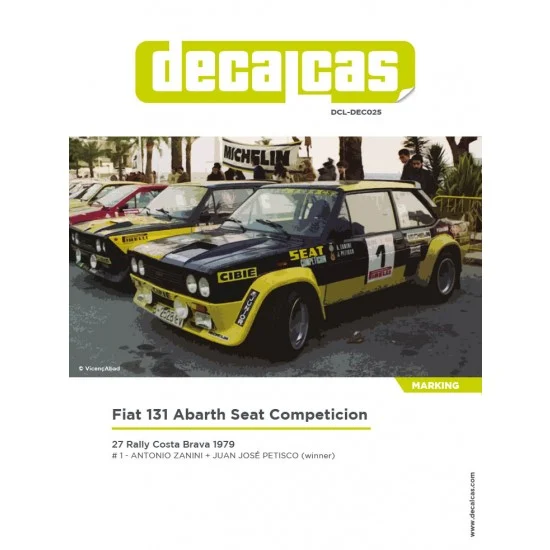 Decalcas DEC025 1/24 Fiat 131 Abarth sponsored by Seat Competicion 1979 Decal for Italeri/Revell - Model Cars