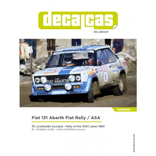 Decalcas DEC027 1/24 Fiat 131 Abarth sponsored by Fiat Rally / ASA 1980 Decal for Italeri/Revell - Model Cars