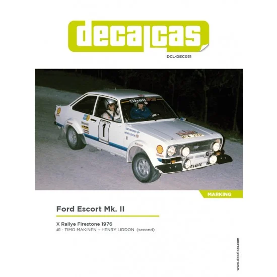 Decalcas DEC031 1/24 Ford Escort Mk. II 1976 Decal for Italeri/Revell - Model Cars