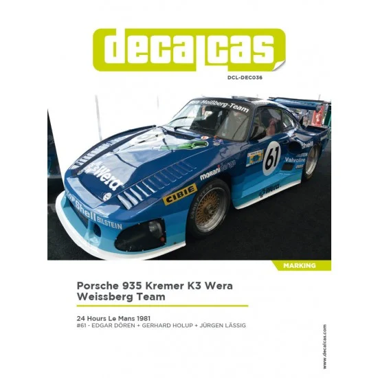 Decalcas DEC036 1/24 Porsche Kremer 935 K3 Team Wera Weissberg sponsored 1981 Decal for Nunu - Model Cars