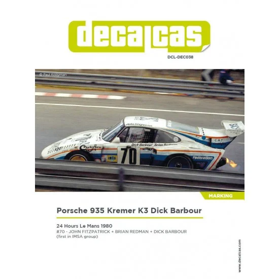 Decalcas DEC038 1/24 Porsche Kremer 935 K3 sponsored by Dick Barbour Racing - 1980 Decal for Nunu