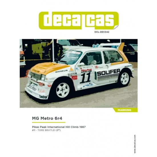 Decalcas DEC042 1/24 MG Metro 6r4 Group B sponsored by Solifer - 1987 Decal for Belkits