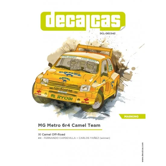 Decalcas DEC043 1/24 MG Metro 6r4 Group B Team Camel - 1990 Decal for Belkits