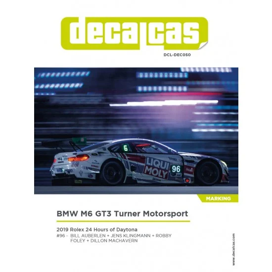 Decalcas DEC050 1/24 BMW M6 GT3 Team Turner Motorsport sponsored by Liqui Moly - 2019 Decal for Nunu