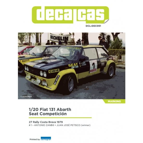 Decalcas DEC051 1/20 Fiat 131 Abarth Rally Team Seat Competicion - 1979 Decal for Tamiya kits