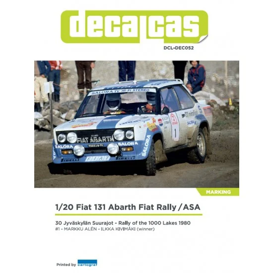 Decalcas DEC052 1/20 Fiat 131 Abarth Rally Team Fiat Rally / ASA sponsored by Salora - 1980 Decal for Tamiya kits