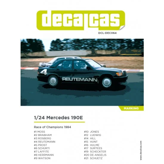 Decalcas DEC064 1/24 Mercedes Benz 190E 2.3 16v - 1984 Decal for Italeri #3624