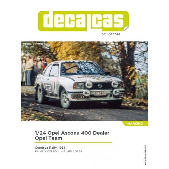 Decalcas DEC078 1/24 Opel Ascona 400 Dealer Opel Team Sponsored by Wynn Marking Decal for Belkits - Model Cars