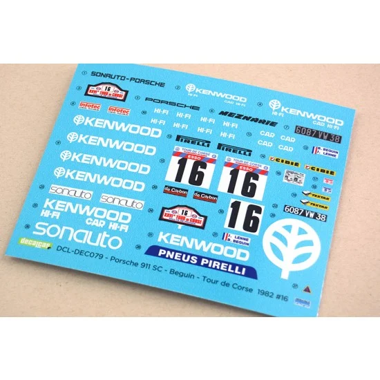 Decalcas DEC079 1/24 Porsche 911 SC Group 4 Kenwood Sonauto Tour de Corse Rallye de France 1982 Marking - Model Cars