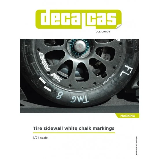 Decalcas LOG008 1/24 Tyre Sidewall White Chalk Markings for F1 and GTs car - Model Cars