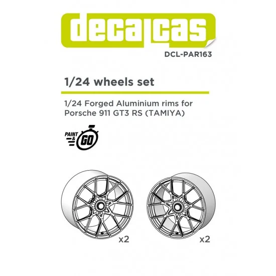Decalcas PAR163 1/24 Porsche 911 992 GT3 RS Forged Aluminium Rims (2+2 units/each) for Tamiya #24370 - Model Cars