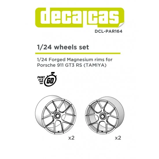Decalcas PAR164 1/24 Porsche 911 992 GT3 RS Forged Magnesium Rims (2+2 units/each) for Tamiya #24370 - Model Cars