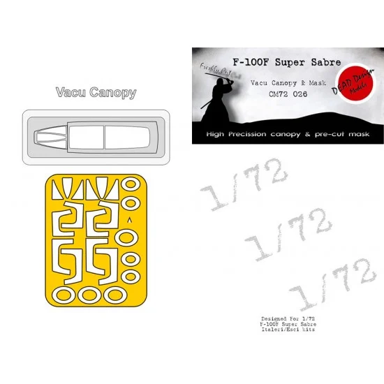 DEAD Design CM72026 1/72 F-100F Super Sabre Vacu Canopy & Mask for Italeri/ESCI kits