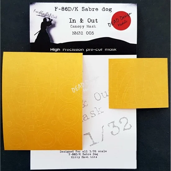 DEAD Design NM32005 1/32 F-86D/K Sabre Dog In & Out Canopy Masking for Kitty Hawk kits
