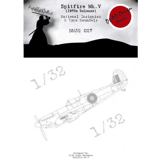 DEAD Design NM32027 1/32 Supermarine Spitfire Mk.V National Insignias Masking for Hasegawa kits - Model Planes