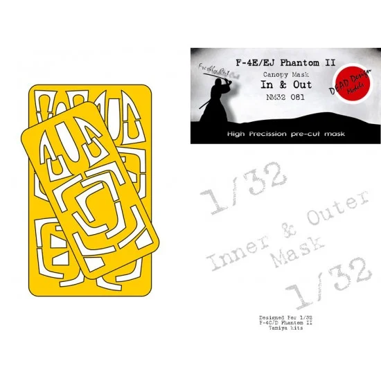 DEAD Design NM32081 1/32 F-4E/EJ Phantom II In and Out Masking for Tamiya kits