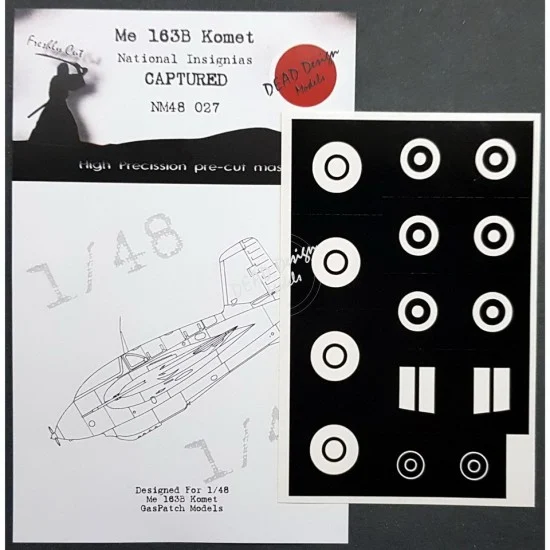 DEAD Design NM48027 1/48 Me 163B Komet National Insignias - Captured Canopy Masking for GasPatch kits