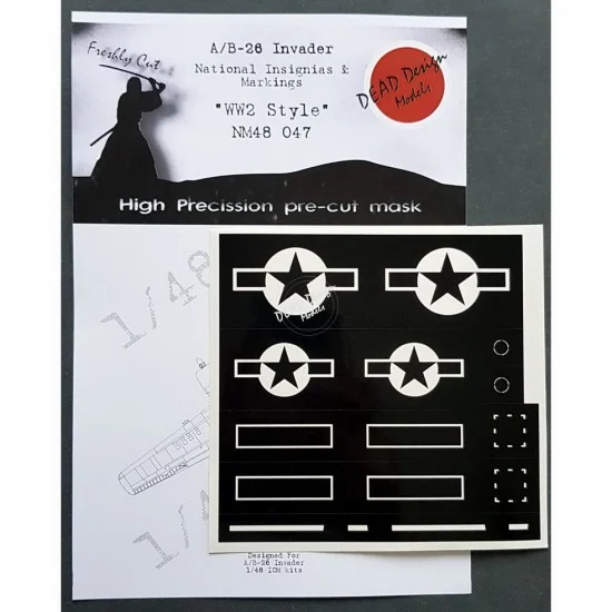DEAD Design NM48047 1/48 WWII Douglas A/B-26 Invader National Insignias Canopy Masking for ICM kits