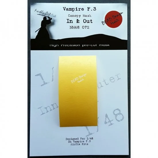 DEAD Design NM48072 1/48 de Havilland Vampire F.3 In & Out Canopy Masking for Airfix kits - Model Planes