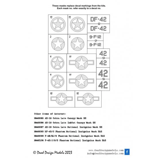 DEAD Design NM48131 1/48 Grumman F4F-4 Wildcat National Insignias Masking for Eduard kits