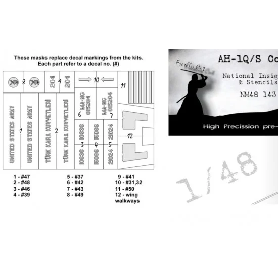 DEAD Design NM48143 1/48 Bell AH-1Q/S Cobra National Insignias Masking for Special Hobby kits