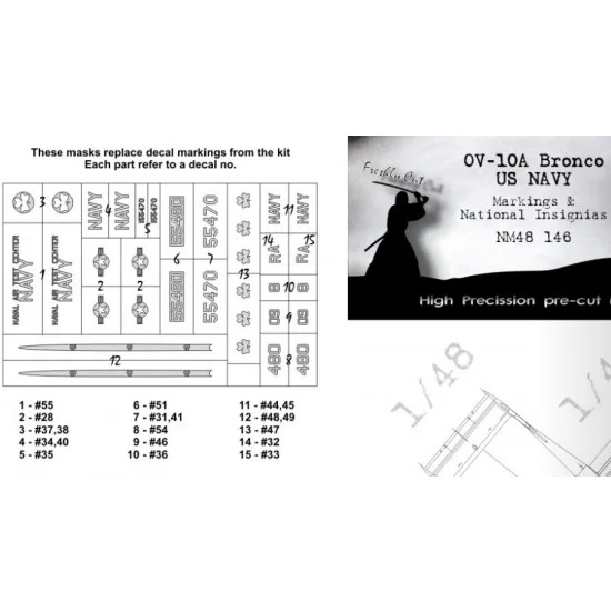 DEAD Design NM48146 1/48 Rockwell OV-10A Bronco US NAVY National Insignias Masking for ICM kits