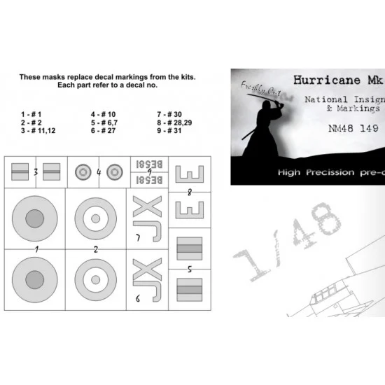 DEAD Design NM48149 1/48 Hawker Hurricane Mk.II c National Insignias Masking for Arma Hobby kits - Model Planes