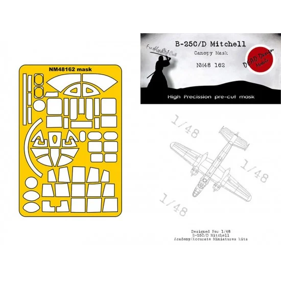 DEAD Design NM48162 1/48 B-25C/D Mitchell Masks for Accurate Miniatures/Academy kits