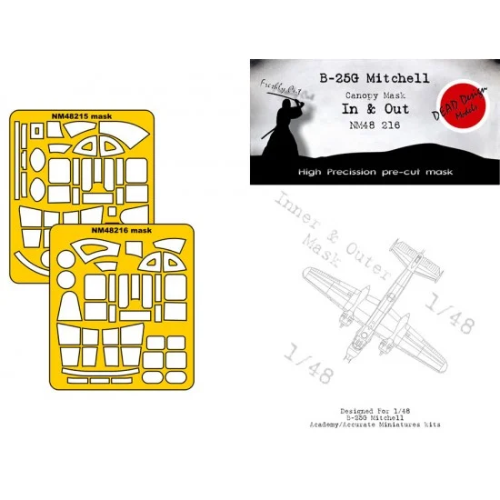 DEAD Design NM48216 1/48 B-25G Mitchell Inner and Outer Canopy Mask for Accurate Miniatures/Academy kits